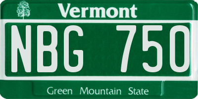 VT license plate NBG750