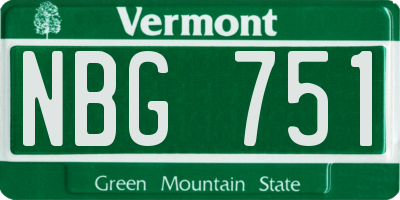 VT license plate NBG751