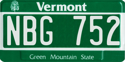 VT license plate NBG752