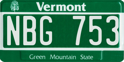 VT license plate NBG753
