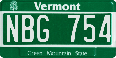 VT license plate NBG754