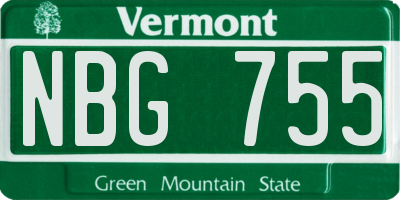 VT license plate NBG755