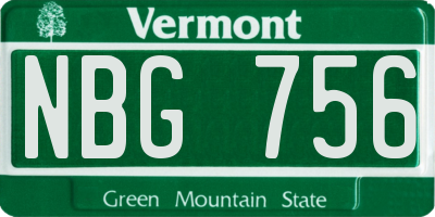 VT license plate NBG756
