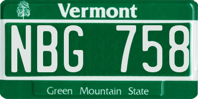 VT license plate NBG758
