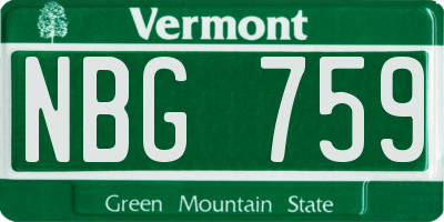 VT license plate NBG759