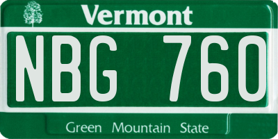 VT license plate NBG760