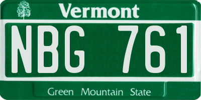 VT license plate NBG761