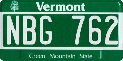 VT license plate NBG762