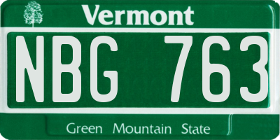 VT license plate NBG763