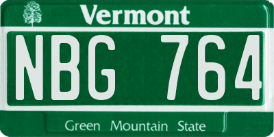 VT license plate NBG764