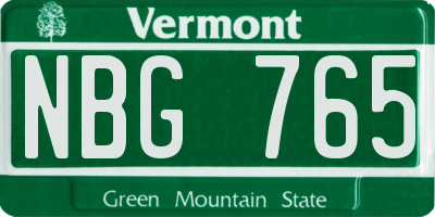 VT license plate NBG765
