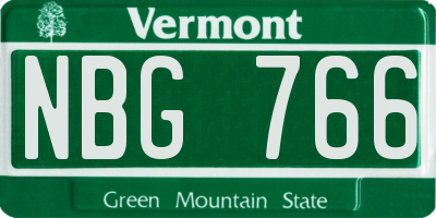 VT license plate NBG766