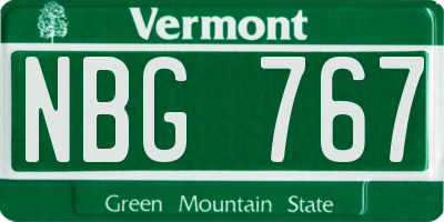 VT license plate NBG767