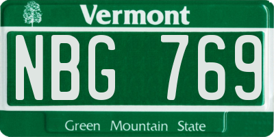 VT license plate NBG769