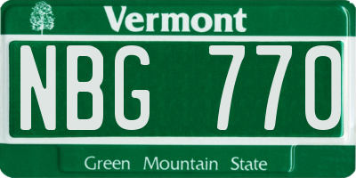 VT license plate NBG770