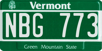 VT license plate NBG773