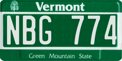 VT license plate NBG774