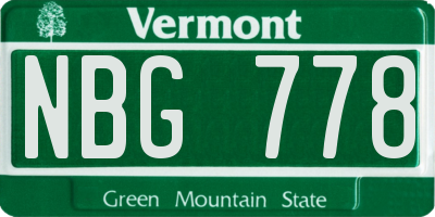 VT license plate NBG778