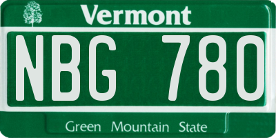 VT license plate NBG780