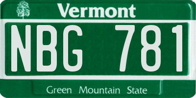 VT license plate NBG781