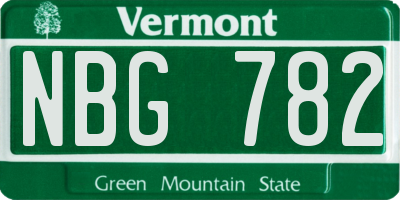 VT license plate NBG782