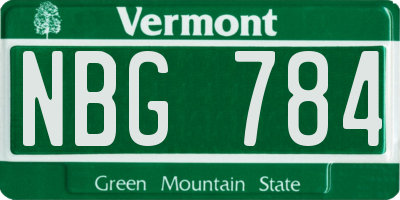 VT license plate NBG784