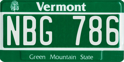 VT license plate NBG786