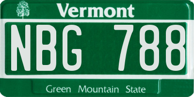 VT license plate NBG788