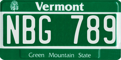 VT license plate NBG789