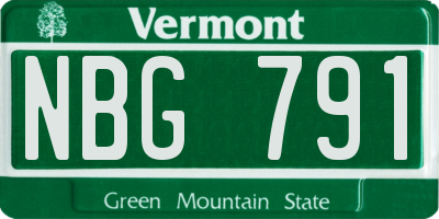VT license plate NBG791