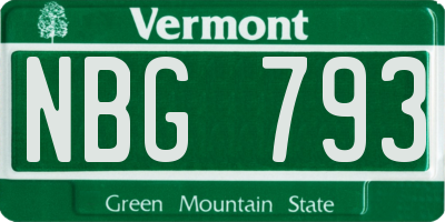 VT license plate NBG793