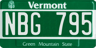VT license plate NBG795