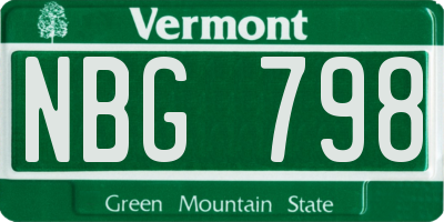 VT license plate NBG798