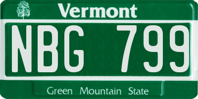 VT license plate NBG799