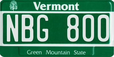 VT license plate NBG800