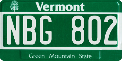 VT license plate NBG802