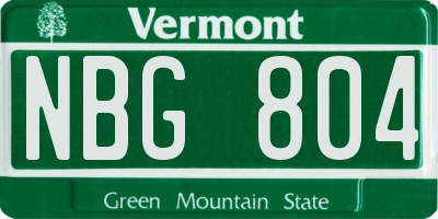 VT license plate NBG804