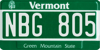 VT license plate NBG805