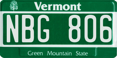 VT license plate NBG806