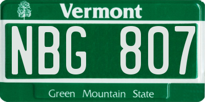 VT license plate NBG807