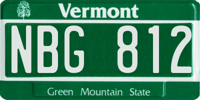 VT license plate NBG812