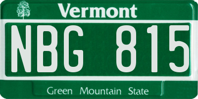 VT license plate NBG815