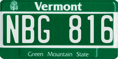 VT license plate NBG816