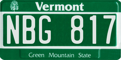 VT license plate NBG817