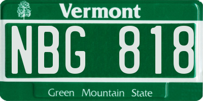 VT license plate NBG818