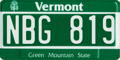 VT license plate NBG819