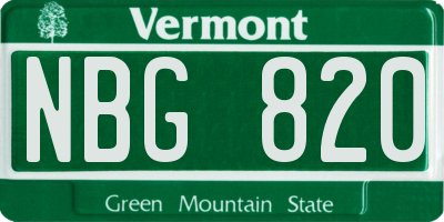 VT license plate NBG820