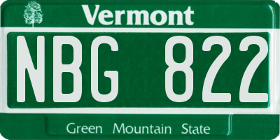 VT license plate NBG822