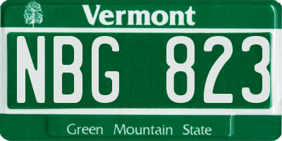 VT license plate NBG823