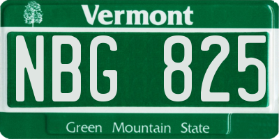 VT license plate NBG825